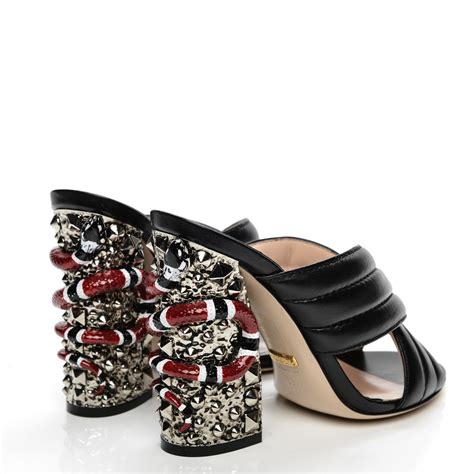 Gorgeous Gucci Malaga Kid Kingsnake High Heel Slide Sandals